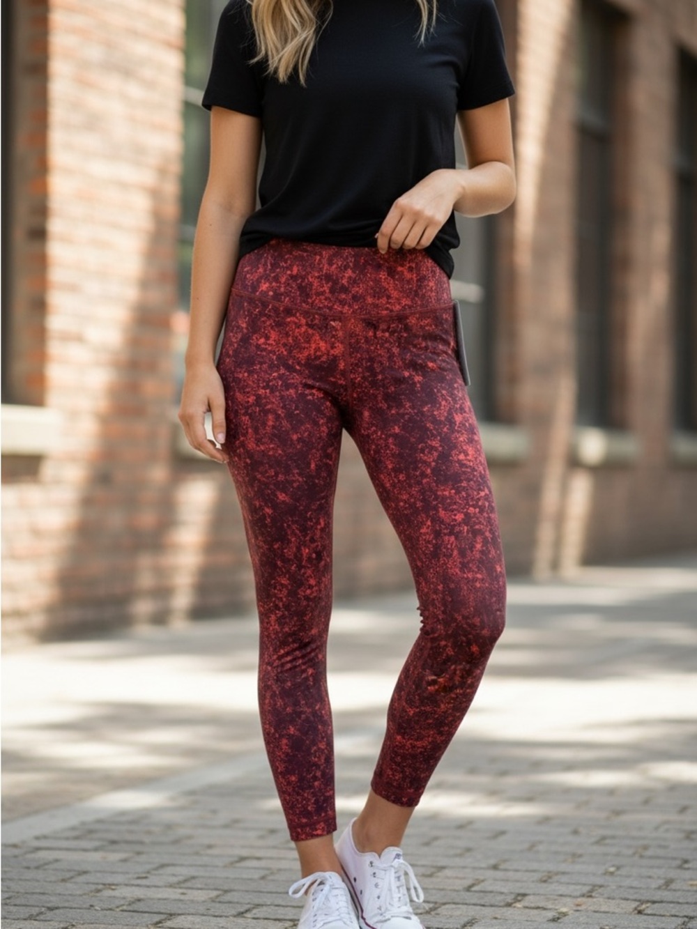 lululemon athletica Red Marbled High-Rise Leggings